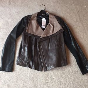 Vince leather jacket,coat. 2 tone leather. Size m